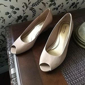 Nude Open Toe Wedges